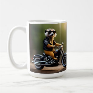 Rebel Meerkat: leer, zonnebril en motorfiets Koffiemok