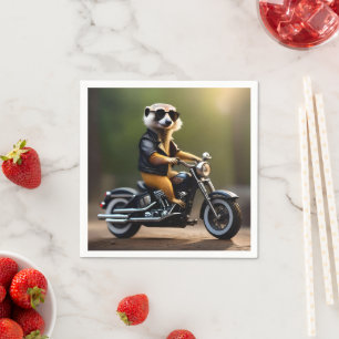 Rebel Meerkat: leer, zonnebril en motorfiets Servet