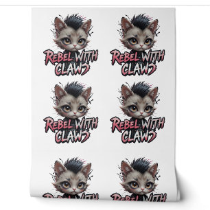Rebel met Klauwen Punk Rock Kat Aesthetic Behang
