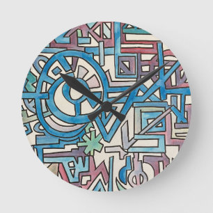 Rebel-Modern Geometrische Waterverf Kunst Ronde Klok