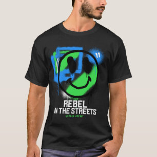 Rebel op straat Graffiti Smiley Stads Kunst T-shirt