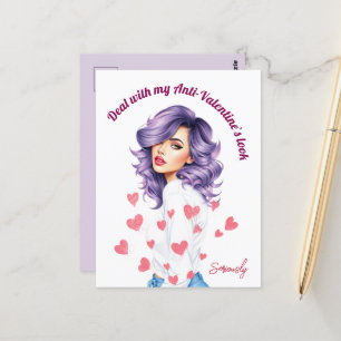 Rebel paarse haar beauty`s Anti-Valentijn Briefkaart