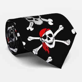 Rebel Pirate Witte schedels en Botten Patroon Serv Stropdas