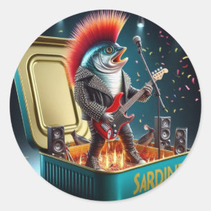 Rebel Sardine Punk Rock Attitude Crazy Stijl Ronde Sticker