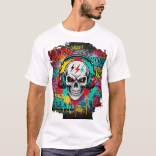 Rebel Schedel Graffiti Explosie Urbane Streetwea T-shirt