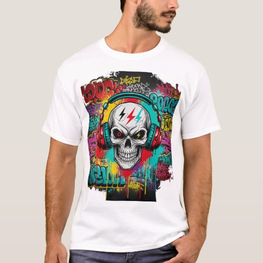 Rebel Skull Graffiti Explosion | Urban Streetwear  T-shirt (Voorkant)