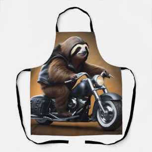 Rebel Sloth: Een met leer beklede luiaard die op e Schort