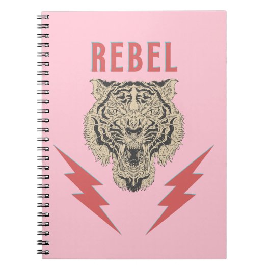 Rebel Tiger Head met Verlichtingsbouten Notitieboek (Voorkant)