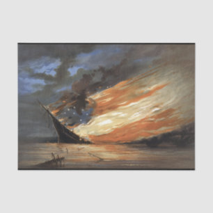 Rebel vlaggenschip van de burgeroorlog in brand me tissuepapier