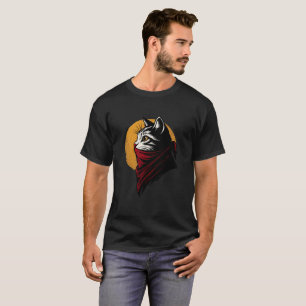 Rebelkat met rode bandana en zonontwerp t-shirt