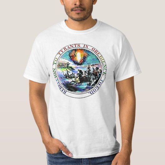 Rebellion to Tyrants Thomas Jefferson Seal T-Shirt (Voorkant)