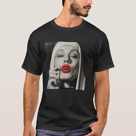 rebellious nun with lipstick, rebellious nun 1 t-shirt (Voorkant)