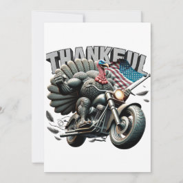 Rebellious Thanksgiving Turkey Riding a Motorcycle Kaart