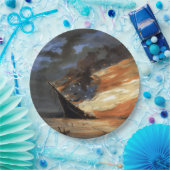 Rebels Burgeroorlog vlaggenschip bij brand Amerika Papieren Bordje (Feest)