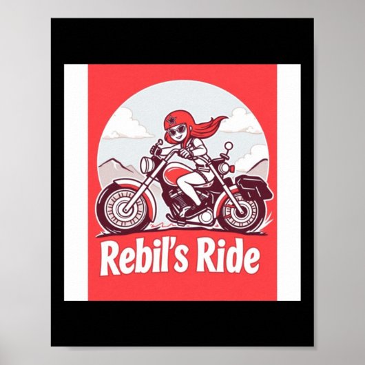 Rebel's Motorrijder Sticker  Poster (Voorkant)