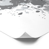 Rebelse Abstract Grijs, Wit, Zwart Splatter Art Poster (Hoek)