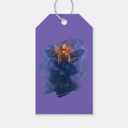 Rebirth. Skeleton with wings rising up Cadeaulabel (Voorkant)