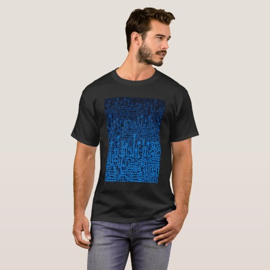 Reboot III BLAUWE Computer Circuit Board Patroon C T-shirt (Voorkant volledig)