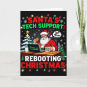 Rebooting Funny Santa's Tech Support Christmas Com Kaart (Voorkant)