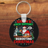 Rebooting Funny Santa's Tech Support Christmas Com Sleutelhanger (Voorkant)