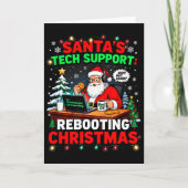 Rebooting Funny Santa's Tech Suprt Christmas Compu Kaart (Voorkant)