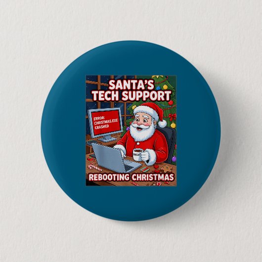 Rebooting Tech Santa s Support Tee Ronde Button 5,7 Cm (Voorkant)