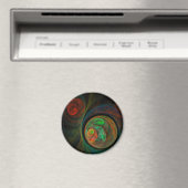 Reborn Green Abstrait Art Round Magnet (In Situ (Lave-vaisselle))