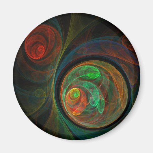 Reborn Green Abstrait Art Round Magnet (Devant)