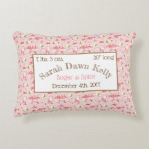 Rec Pillow Pink Foxes Baby Birth Info Aanpassen