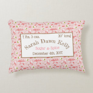 Rec Pillow Pink Foxes Baby Birth Info Aanpassen Accent Kussen