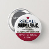 Recall Anthony Adams Button (Voorkant /achterkant)