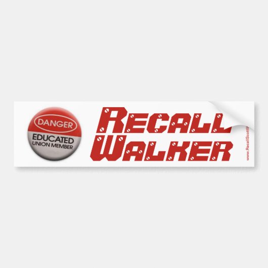 Recall Scott Walker Bumpersticker (Voorkant)