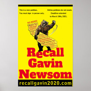 recallgavin2020 2:3 rapport épaisse affiche d'ours