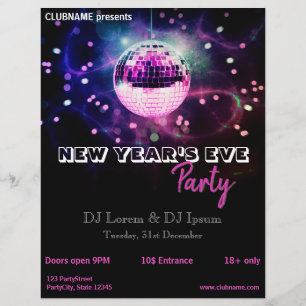 Recentelijk reclamebrochure voor Disco Ball Party Flyer