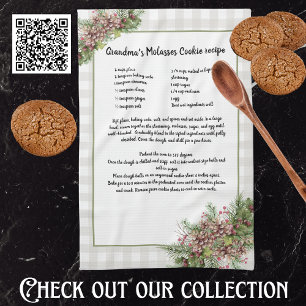 Recept aandenken Christmas Pine Cones Grijs plaid Theedoek