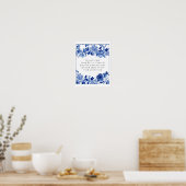 Recept blauw wit bruidsmeisjeshuis 25x30 tafel poster (Keuken)