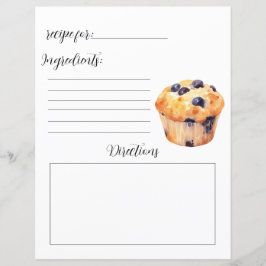Recept Boek Pagina voor Blueberry Muffins