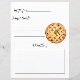 Recept Boek Pagina voor Pie
