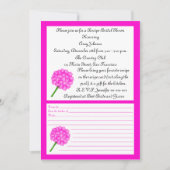 Recept bruidsdoucheuitnodiging - Roze Recept Kaart (Voorkant)