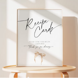 Recept Kaart Beige Bow Vrijgezellenfeest Het binde Reclamebord Met Voetstuk
