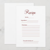 recept kaart bruidsuitnodiging feest bruiloft voeg (Voorkant / Achterkant)