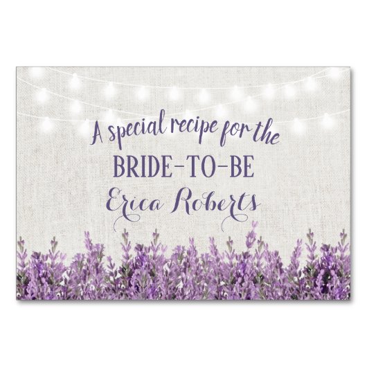 Recept Kaart | Lavendel Floral Elegant Linnen (Voorkant)