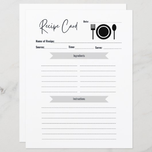 Recept Kaart | Leeg schrijven in Kaart Minimal Ele (Voorkant / Achterkant)
