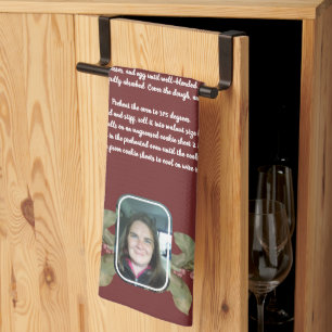 Recept Keepsake foto en bloemige tan grijs plaid Theedoek