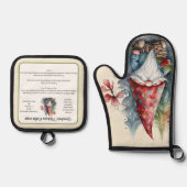 Recept keepsake Kerstkoekjes Gnome Ovenwant & Pannenlap Set (Voorkant)