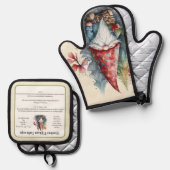 Recept keepsake Kerstkoekjes Gnome Ovenwant & Pannenlap Set (Voorkant / Achterkant)