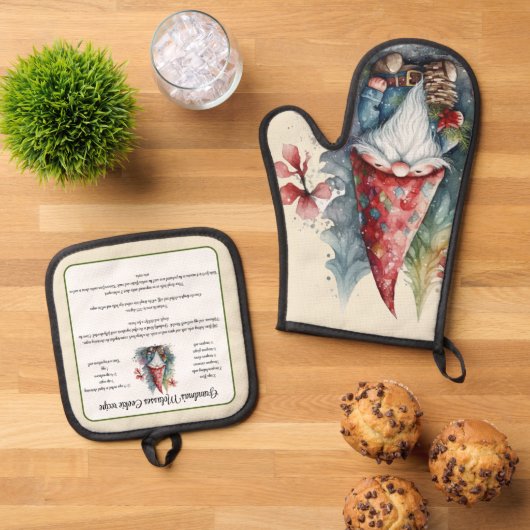 Recept keepsake Kerstkoekjes Gnome Ovenwant & Pannenlap Set (Top down)