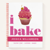 Recept Kookboek Cupcake Roze Rood Goud Bake Modern Notitieboek (Voorkant)
