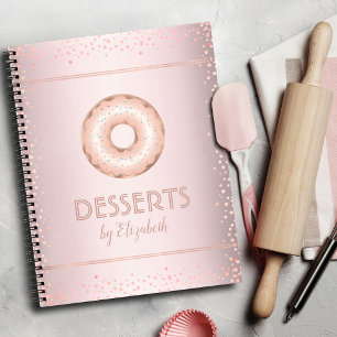 Recept kookboek roos gouden glitter donut modern notitieboek
