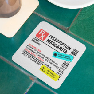 Recept Margarita Grappige Waarschuwingslabel Vierkante Kartonnen Onderzetter